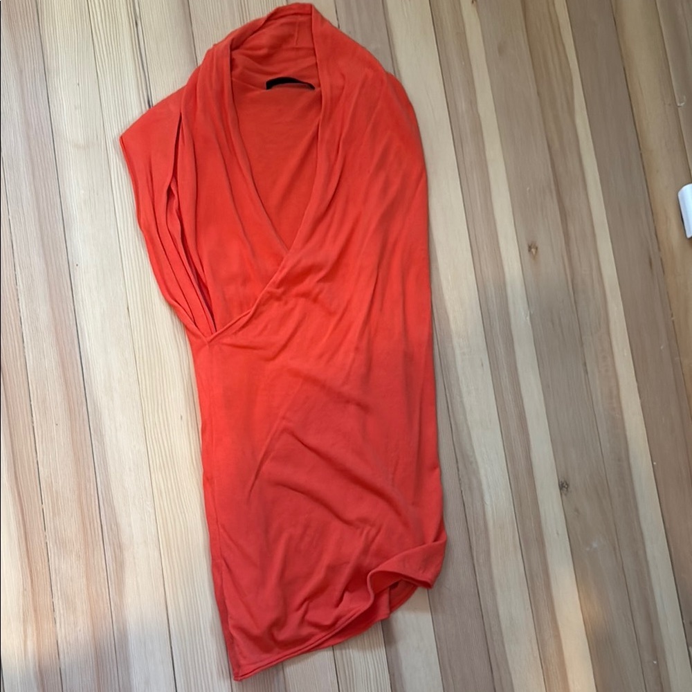 Jil Sander Orange Drape Neck Top